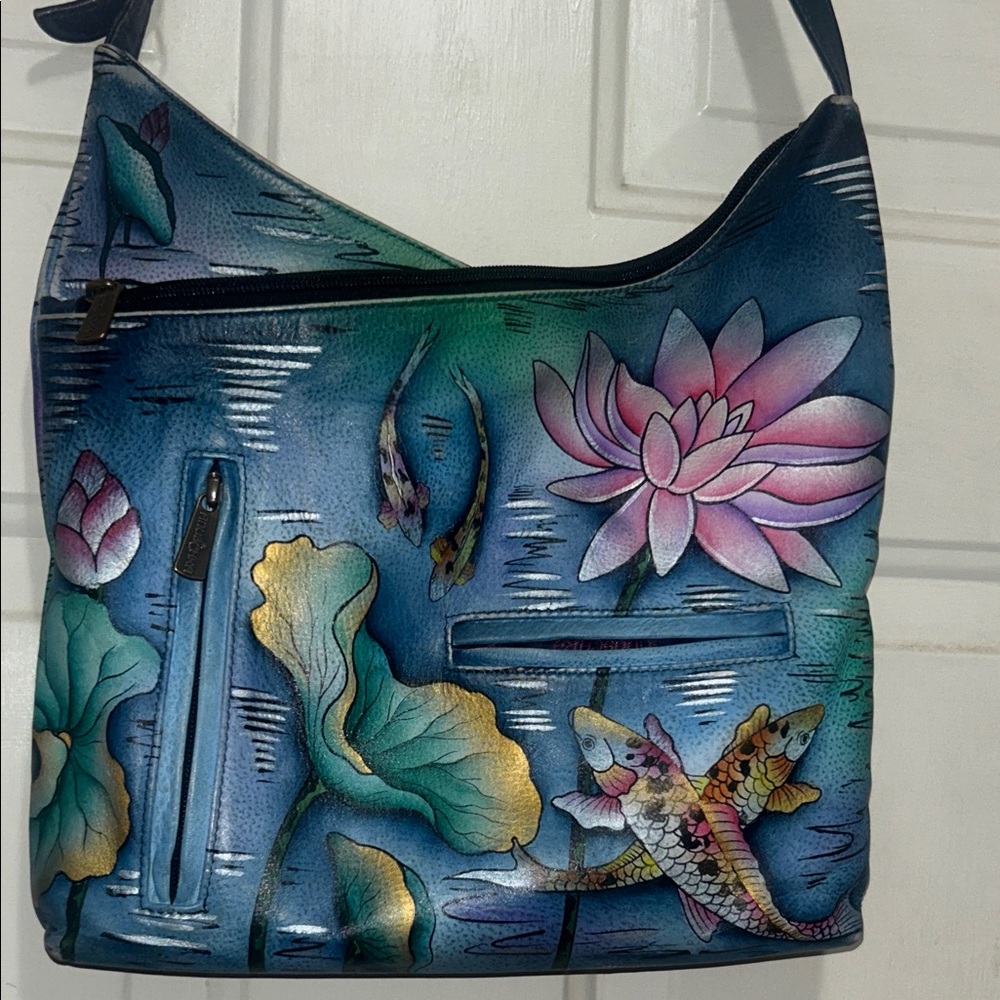 Anuschuka Karmic Koi Blue and Green Shoulder Bag - Picture 4 of 7